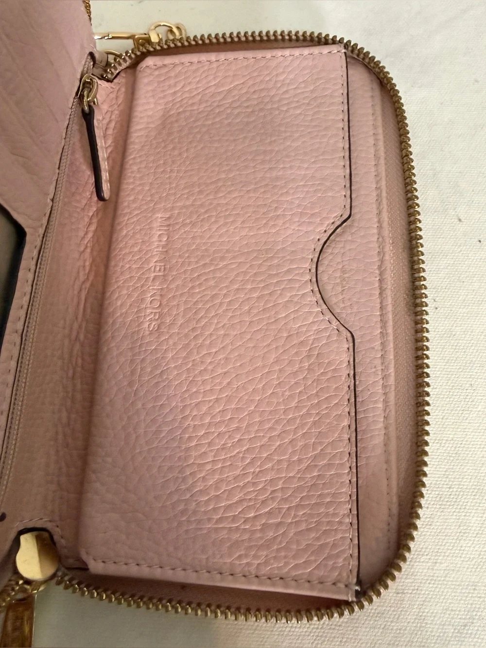 Michael Kors Blush Pink Pebbled Leather Wallet Wristlet with Replacement Strap